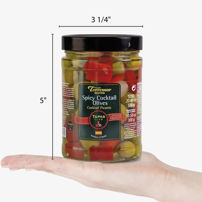 Torremar. Spanish Spicy Cocktail Olives. 580g (20.46oz).