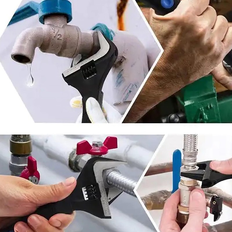 DEKTON Maxpower Extra Wide Jaw Adjustable Wrench-Heavy-Duty Tool with Wide