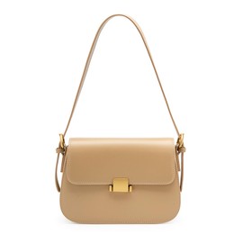 MFFOR Women's Shoulder Bag, Genuine Leather, 2-Way with 2 Belts, Crossbody Bag, Handbag, Lightweight, Small, Stylish, Large Capacity, Simple, Casual, Popular, Commuting to Work, Khaki