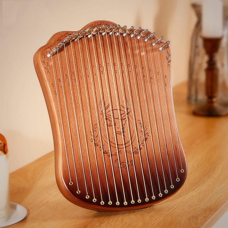 17 String Lyre Harp Portable Solid Beech Wood Harp String