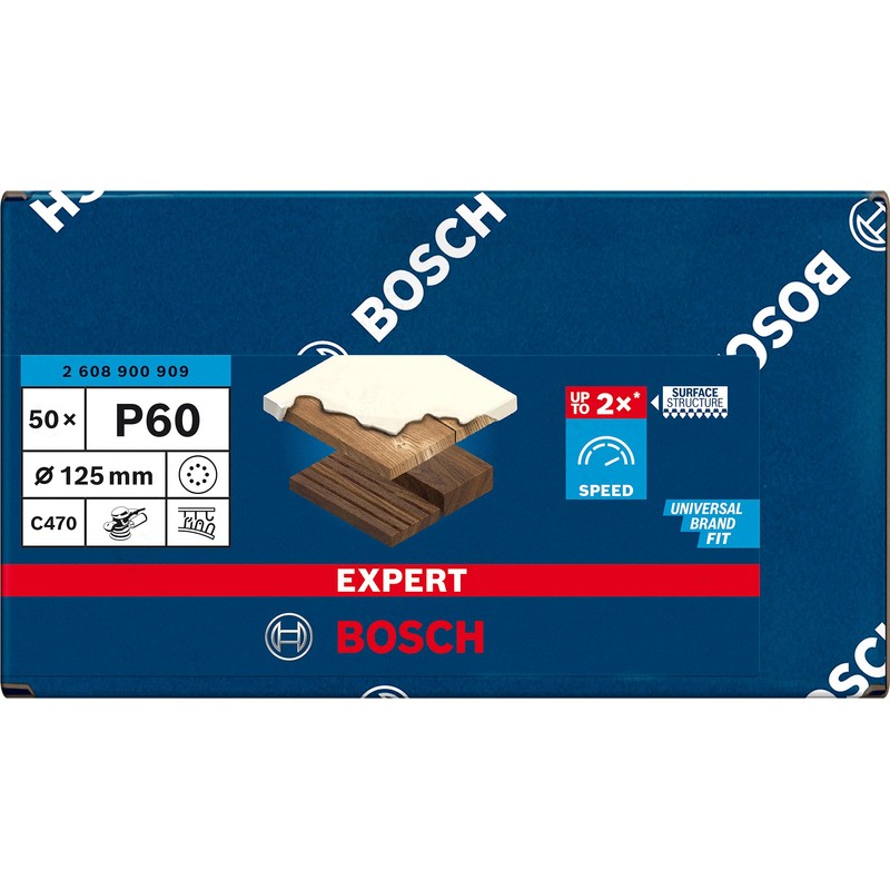 Bosch Professional 50x Expert C470 Sandpaper (Ø 125 mm, Grit