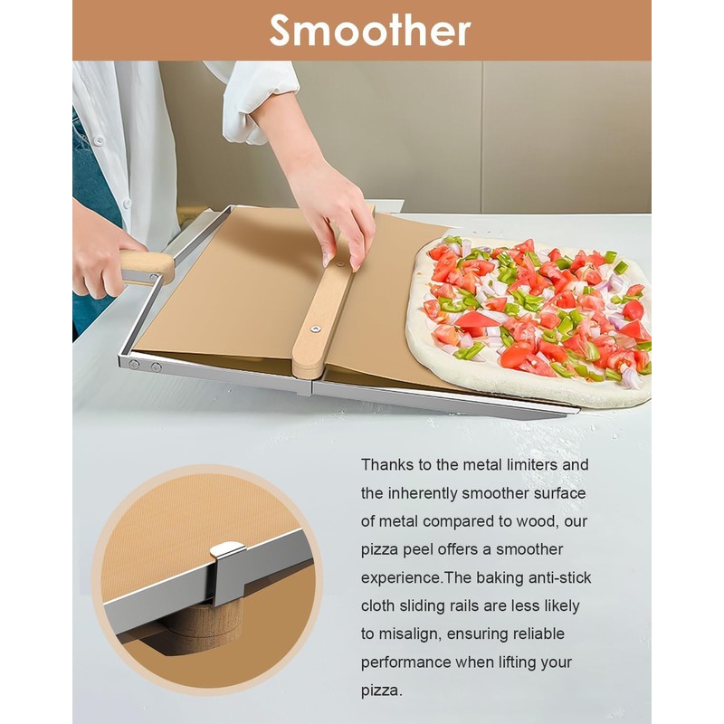 Sliding Pizza Peel, large Pizza Peel Metal Sliding Tray 16"