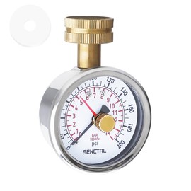 SENCTRL 0-200 Psi Water Pressure Gauge Test with Lazy Hand, Lead-Free, Waterproof, 2.5" Dial Size, 3/4" Female Garden Hose Thread, Stainless Steel Case, for Home Potable Water, House Tube