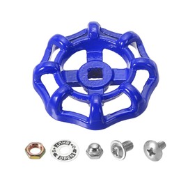 PATIKIL Outside Faucet Handle Square Stem Hole 7x7mm, Cast Steel Faucet Round Wheel Handle Replacement Water Spigot Handle with Screws Spacer, Blue