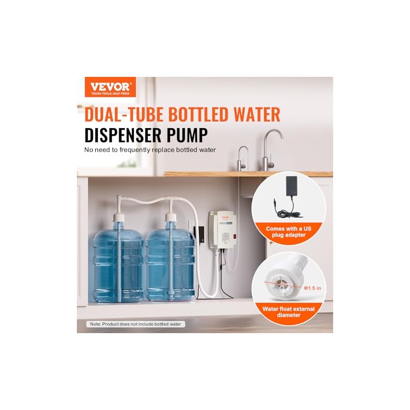 VEVOR Bottled Water Dispenser Pump System, 2x5 Gallon Dispensing System,