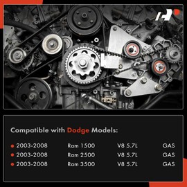 A-Premium Engine Serpentine Drive Belt Kit Compatible with Dodge Ram 1500, Ram 2500, Ram 3500, 2003 2004 2005 2006 2007 2008, 5.7L
