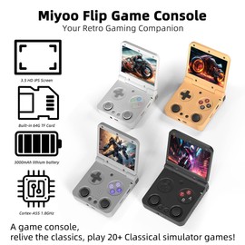 WESICH Miyoo Flip V 2 Retro Game Console,3.5 Inch IPS Classic System and 3000mAh Battery Retro Video Games Consoles,with 64G TF Card and Wireless Networt Handheld Console Casual Game Console - Gray
