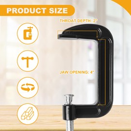 Storystore 4 Inch C Clamps Set, 8 Pack Heavy Duty Steel C Clamp for Brake Caliper, Small Iron C-Clamps for Woodworking, Welding and Building (4 Inch - 8 Pack)