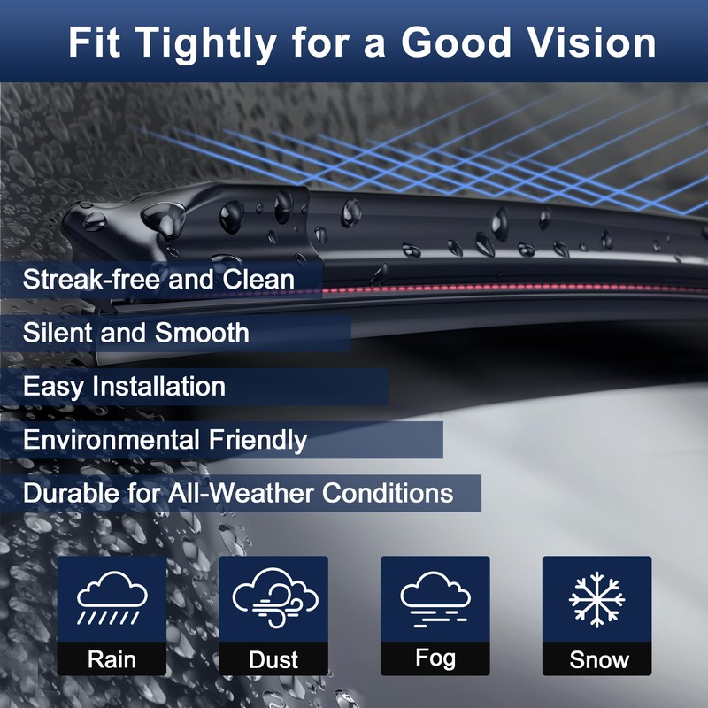 X AUTOHAUX 1 Pair 25"+22" Front Windshield Wiper Blade for