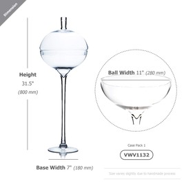 WGV lollipop Vase, Width 11", Height 31.5", Clear Ball on Stand Glass Planter Terrarium with Stem, Candy Fruit Jar Floral Container for Wedding Party Event Home Office Decor, 1 Piece