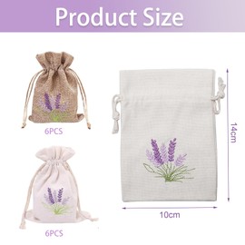 Pack of 12 Lavender Bags Empty, Lavender Bags for Filling, Small Bags for Filling, Jute Bag with Drawstring, Cotton and Linen, for Lavender, Spices and Herbs