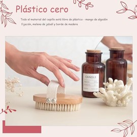 Cepillo Corporal Exfoliante 100% Natural con Mango de Bambú - Libre de Plástico, Cerdas Vegetales para Masaje en Seco, Reduce Celulitis y Mejora la Ci