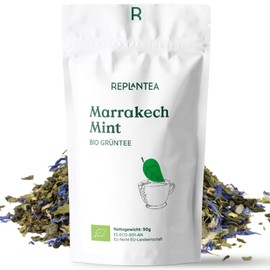 Moroccan Mint Tea Organic "Marrakech Mint" 90 g (45 Cups) | Green Tea Mint Loose in Organic Quality REPLANTEA