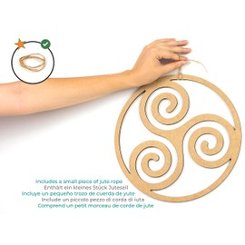 CONTRAXT Celtic Triskele Wall Decoration Made of Wood. Mandala Boho Vintage Wall Esoteric Gifts Wall Decoration Living Room Wood Retro Spiritual Decoration Zen Meditation Bedroom Non-Metal (Triskele,