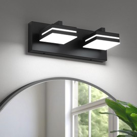 Joossnwell Bathroom Vanity Light Black (2-Light, 12.6-Inch) Modern Bathroom Light Fixtures Over Mirror Led Vanity Lighting Bath Wall Lamp (Cool White 5500K)