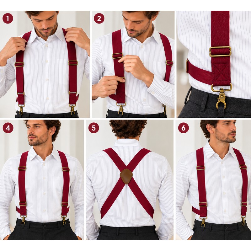 Men's X-Back Suspenders for Pants – 3.5cm Wide Adjustable Elastic