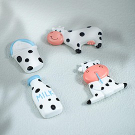 CHOOLD Cute 3D Cute Cow and Milk Bottle Pattern Refrigerator Magnets Office Magnets Calendar Magnet Whiteboard Magnets Home Decoration (Set of 4)