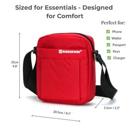 Small Crossbody Shoulder Bag for Men & Women – Lightweight Messenger Bag with Adjustable Strap – Travel, Work & Everyday Use (Red)