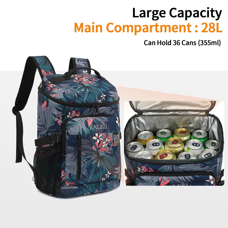 Kalesi Cooler Backpack 36 Cans Lightweight Insulated Leak-Proof Travel Camping
