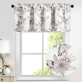 VOGOL Floral Kitchen Valances for Windows, Spring Flower Pattern Decorative Drapes for Living Room, Farmjouse Style Rod Pocket Curtain Panels, 1 Piece, 52x18 Inch