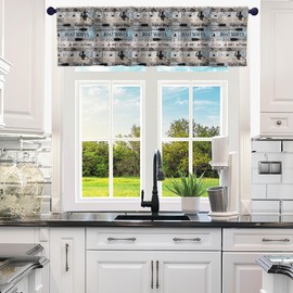 Lake House - Cortinas de cocina, 1 panel, 132 x 45 cm, cortinas de cocina rústica de lago, cenefas de madera de color oscuro, cortinas de cenefa para lago, navegante, cenefas de cortina para ventanas para sala de estar y recámara