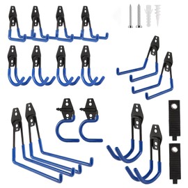 ZexHok Garage Hook Heavy Duty Wall Storage Hangers, 18 Pack Garage Storage Hooks Steel Tool Blue for Ladders, Ropes, Garden Tools