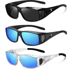 Wzerry Polarized Sunglasses Fit Over Glasses, UV Protection Wrap-Around for Men Women, Driving and Outdoor Activities