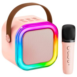 KTV Machine for Kids， High Sound Quality with Easy Connectivity (Pink - 1 Mic)