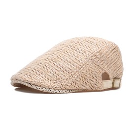 YAYUPLUS Straw Hat, Men's Hunting Hat, Simple Hunting Cap, Plain, Unisex Fashion Accessory (JP, Alphabet, Free Size, Beige)