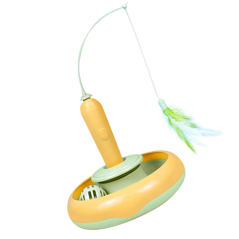 Cat Feather Toy Automatic 360 Degrees Rotating Bell Ball Stable