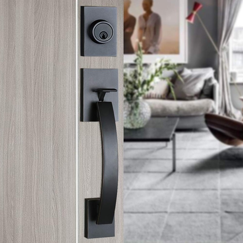 NEWBANG Solid Handleset for Front Door in Aged Bronze with