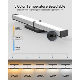 HOPAI Modern LED Bathroom Light Fixtures Over Mirror 32 Inch, 36W 3200 Lumen Dimmable Vanity Lights for Bathroom, 5CCT Bathroom Light Bar, Black Bathroom Light Fixture with ETL Certified