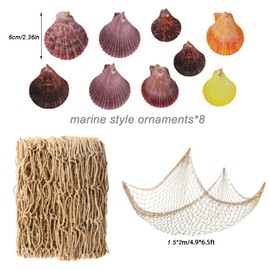 ZDNT Fishing Net Decorative Fish Net Wall Decoration Fishing Net Maritime Decoration Mediterranean Style Fishing Decorative with Coloured Shells for Wall Bar Party Decor Photography Decoration, 1.5 x