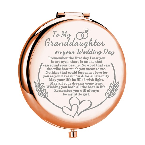 MYOSPARK Taschenspiegel mit englischer Aufschrift "To My Granddaughter On Wedding Day", Taschenspiegel