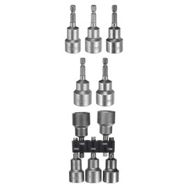 HARFINGTON 5pcs Hex Nut Driver Drill Bit 15/16/17/18/19mm 6-Point Drill Socket 1/4" Hex Shank 65mm Length Magnetic Nut Setter Quick-Change Nut Impact Driver Bit Set with Bit Holder