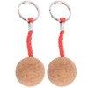 Cyrank Floating Cork Ball Key Ring, Pack of 2 Wooden