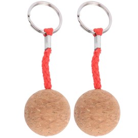 Cyrank Floating Cork Ball Key Ring, Pack of 2 Wooden Floating Keys, Waistband, Water Sports Keys, Lightweight Key Pendant, Float, Water Sports Accessories (Red)