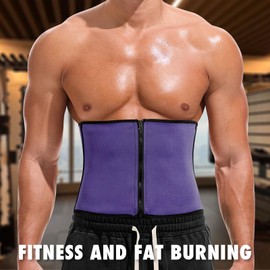 GENEMEN Men Waist Trimmer Belt Sweat Exercise Shaper Slimming Faja Waisted Trainer Tummy Control Shapewear (Eggplant, M)