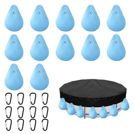 ASOFTY Pack of 12 Pool Wall Bags, 34.5 x 24 cm Pool Cover Weights Water Bag with 8 Hooks, Water Bag for Swimming Pools, Winter Pool Hanging Bag for Pool Cover