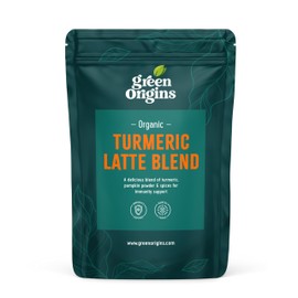 Green Origins Organic Turmeric Latte Superfood Blend with Ginger & Cinnamon for Natural Immunity & Mental Focus | Golden Milk Spice | 10 servings, 100g | Vegan