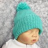 Knitting Pattern for 3 Pompom Baby Hats, 2 Sizes, Baby