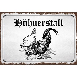 mrdeco Holz Schild 12x18cm Hühnerstall Hühner Huhn Hahn Holzschild