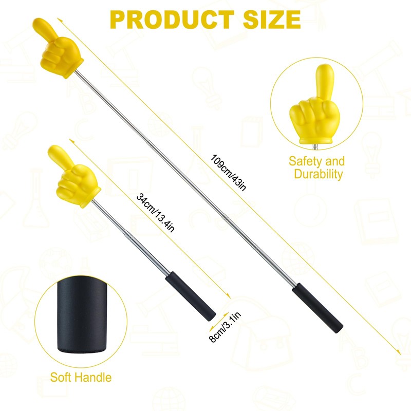 Telescopic Big Finger Teacher Pointer for Classroom,Conference Presentation, Retractable Pointer