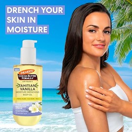 Palmer's Cocoa Butter Formula Tahitian Vanilla Body Oil, Aceite Hidratante con Manteca de Karité y Vitamina E para una Piel Más Suave, Humectación 72 Horas, Dermatológicamente Probado, 192ml