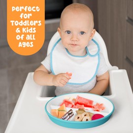Kids Porcelain Plates with Anti-Slip Silicone Sleeves | Microwave & Dishwasher Safe | Premium Divided Toddler Plates for Eating | Perfect for Toddlers & Kids