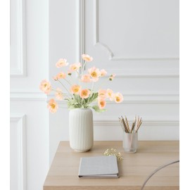 BUZFOWU Artificial Silk Poppy Flowers, 6 Stems, Real Touch for Home, Garden, Wedding, Table Centerpiece, Party & Festival Decorations, DIY Flower Arrangements, Peach Coral