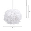 Surpars House Plug in Pendant Light White Feather Chandelier with