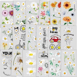 Qpout Pack of 110 Flowers Temporary Tattoos for Women Girls Children Fake Waterproof Realistic Arm Hand Neck Wrist Tattoos Decoration Birthday Party Gifts Party Bags