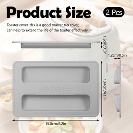 BangBoom 2 Pack Silicone 2 Slice Toaster Cover Lid, Kitchen Bread Toaster Machine Top Cover Parts, Upper Cover for Sandwich Maker Accessories (Gray)