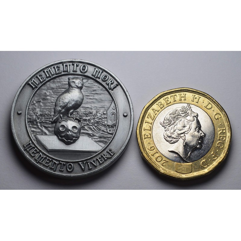 The Commemorative Coin Company MEMENTO MORI/VIVERE Antique Silver REMINDER COIN